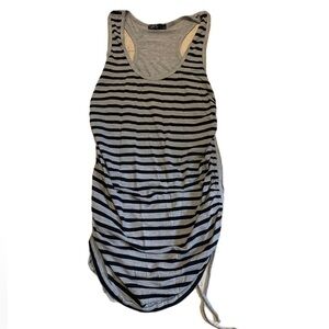 24. SWS Gray & Black Striped Ruched Tank Top Size Large
